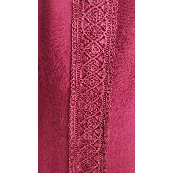 NWT Karl Lagerfeld Lace Embroidered Dres 10 Burgundy Knee Length 3/4 Sleeve - Picture 4 of 7